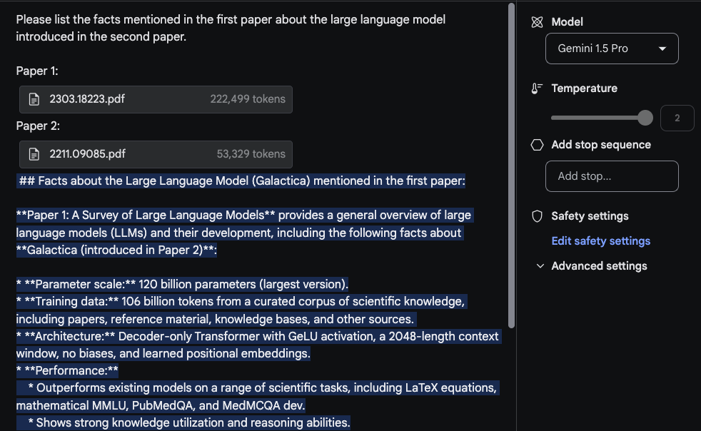 Cross-document Gemini 1.5 Pro