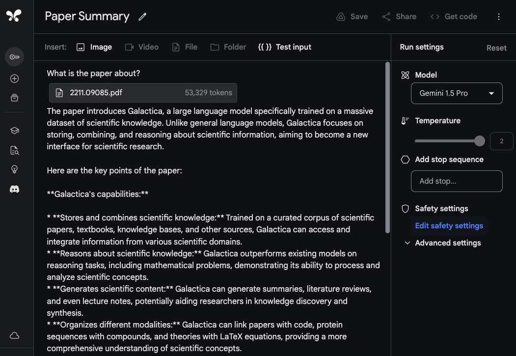 Analiza documentelor Gemini 1.5 Pro